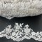 1 Yard Beaded Corded Lace Trim 4" Wide White with Silver Embroidered on 100% Polyester